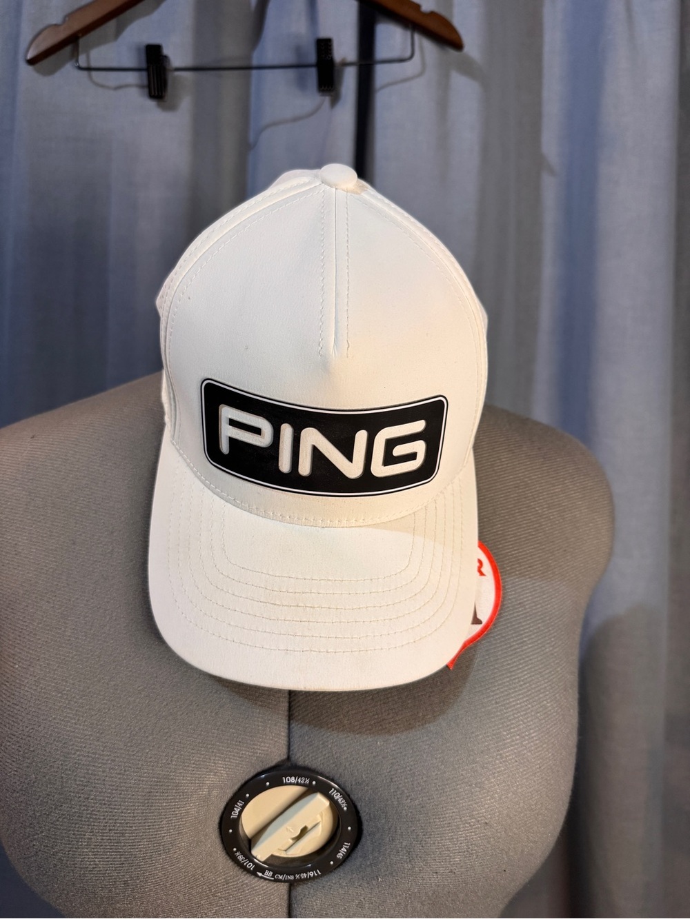 Ping White Cap with Black Logo Patch